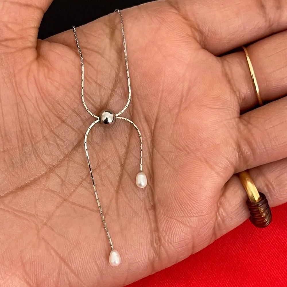 925 Sterling Silver Pearl Bowknot Minimalist Necklace